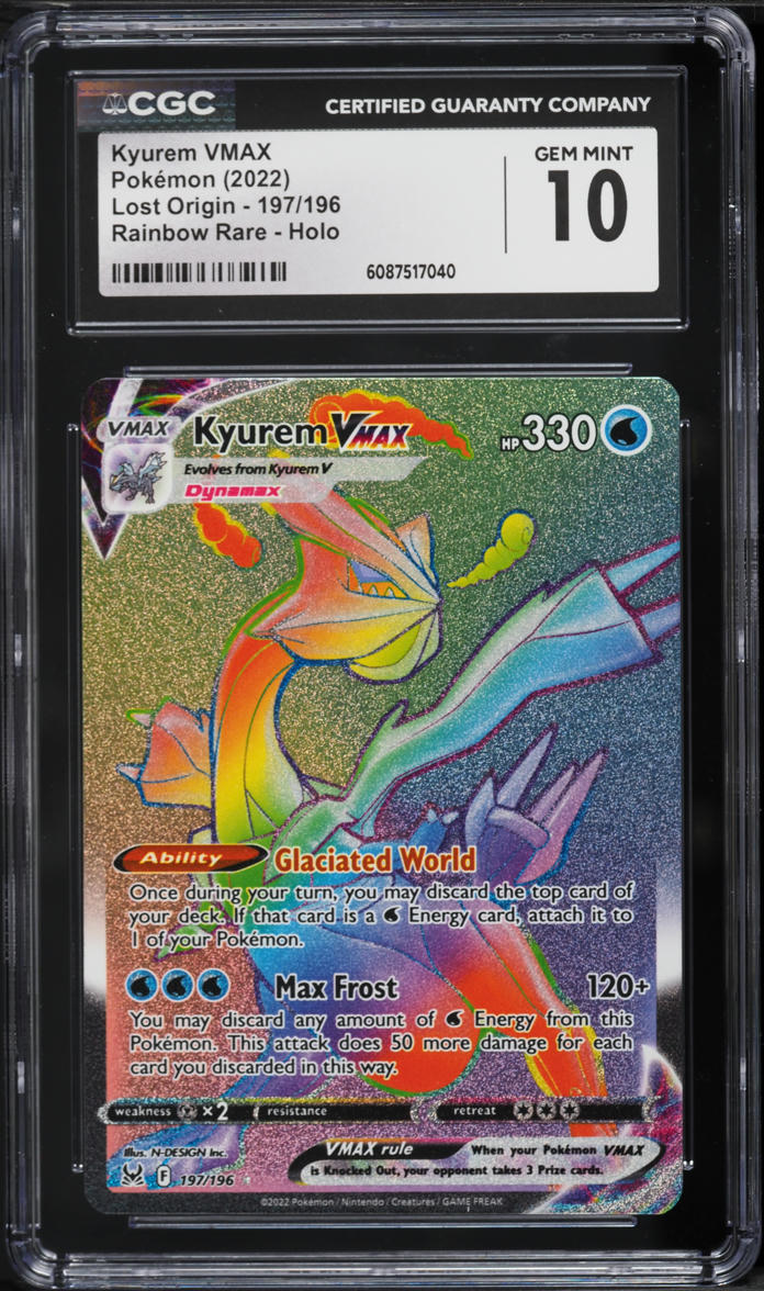 2022 Pokemon Sword & Shield Lost Origin Rainbow Rare Kyurem VMAX #197 CGC 10 GEM MINT