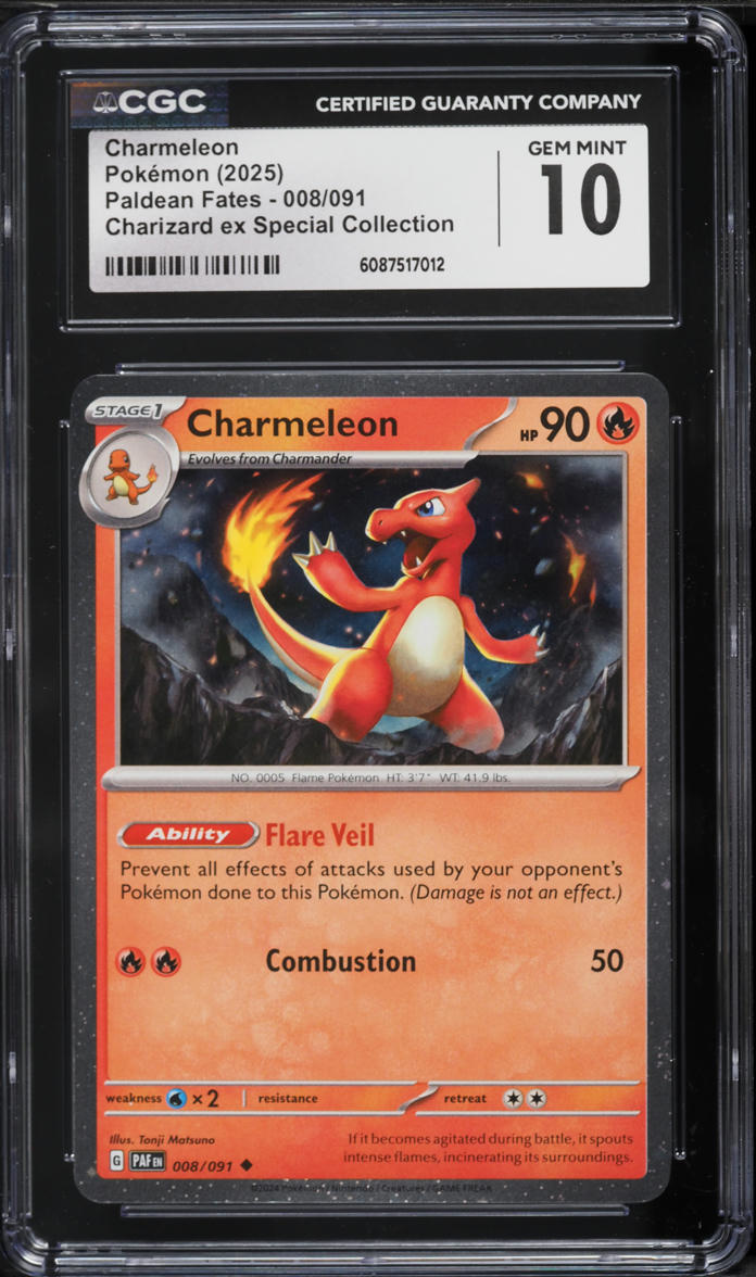 2025 Pokemon Scarlet & Violet Paldean Fates Charizard Special Charmeleon #8 CGC 10 GEM MINT