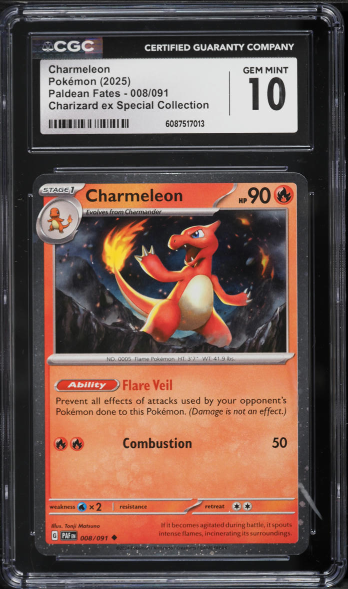 2025 Pokemon Scarlet & Violet Paldean Fates Charizard ex Special Charmeleon #8 CGC 10 GEM MINT