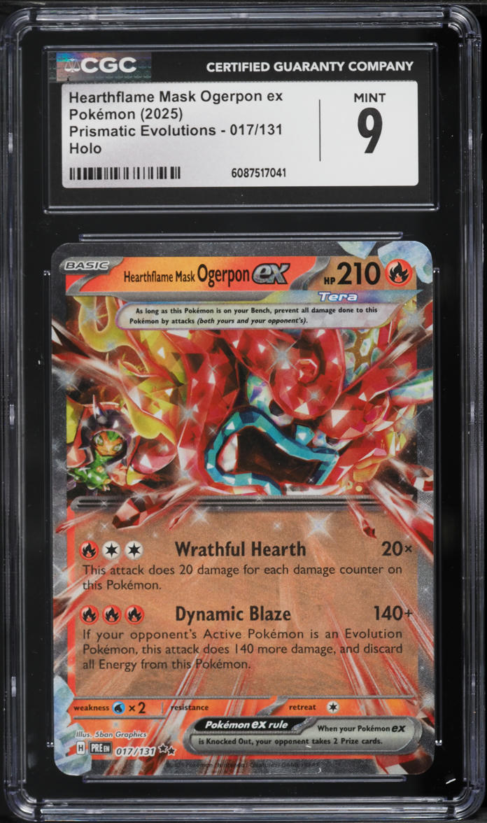 2025 Pokemon Scarlet & Violet Prismatic Evolutions Hearthflame Mask Ogerpon ex #17 CGC 9 MINT