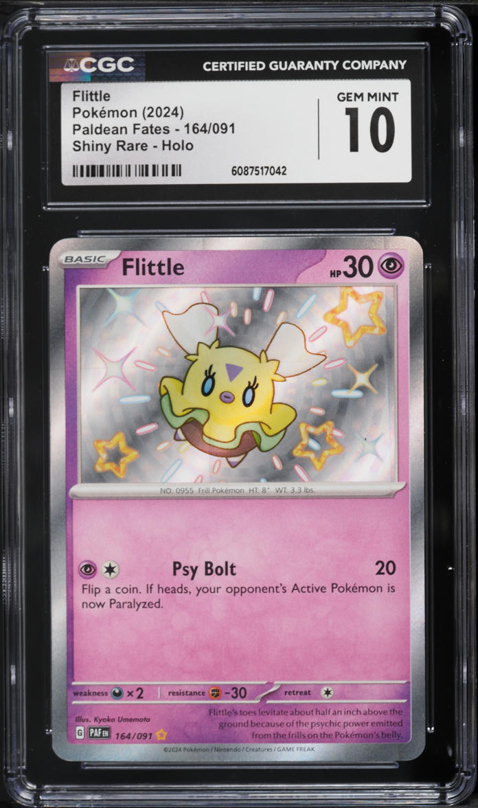 2024 Pokemon Scarlet & Violet Paldean Fates Shiny Rare Flittle #164 CGC 10 GEM MINT