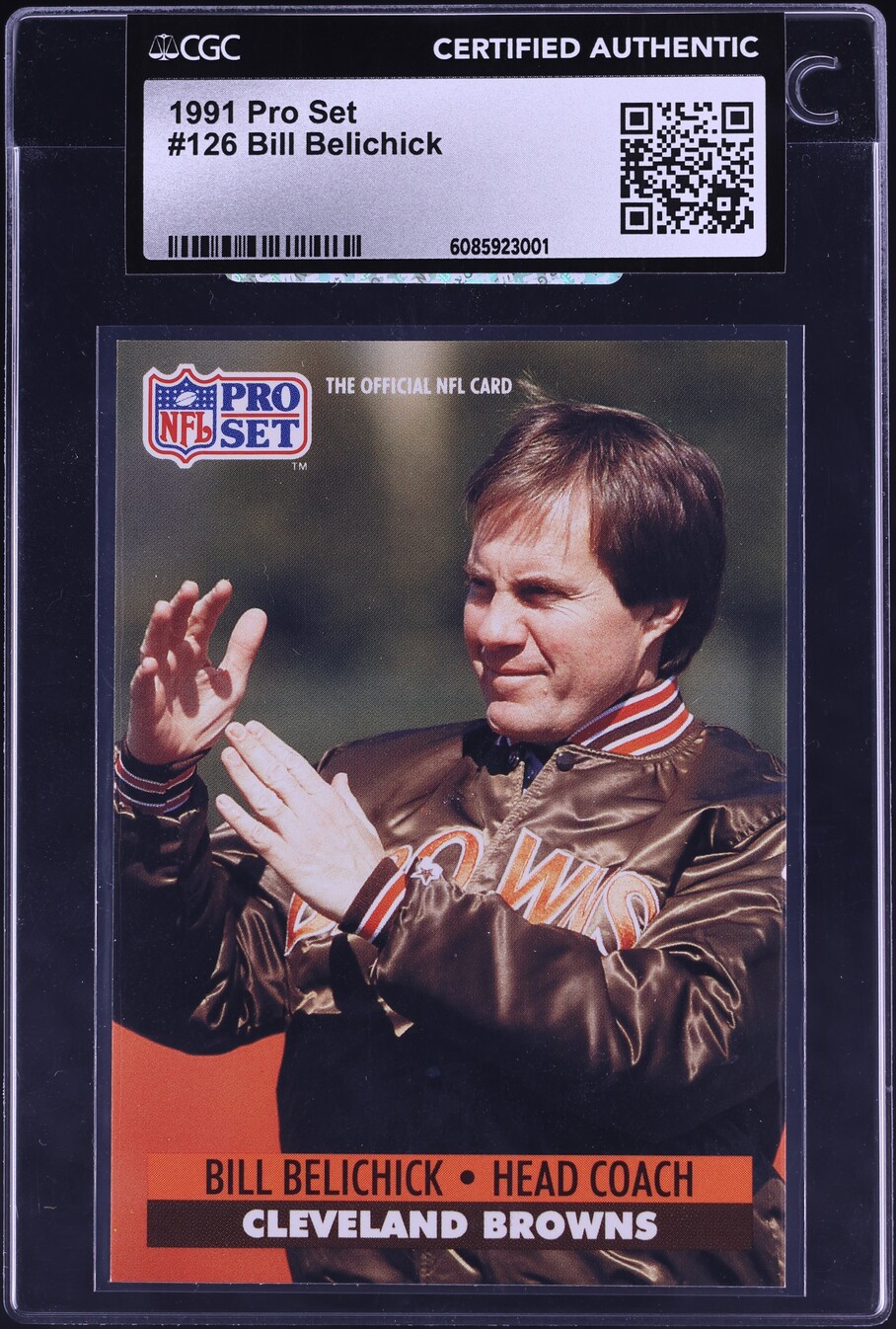 1991 Pro Set Football Bill Belichick ROOKIE #126 CGC AUTH