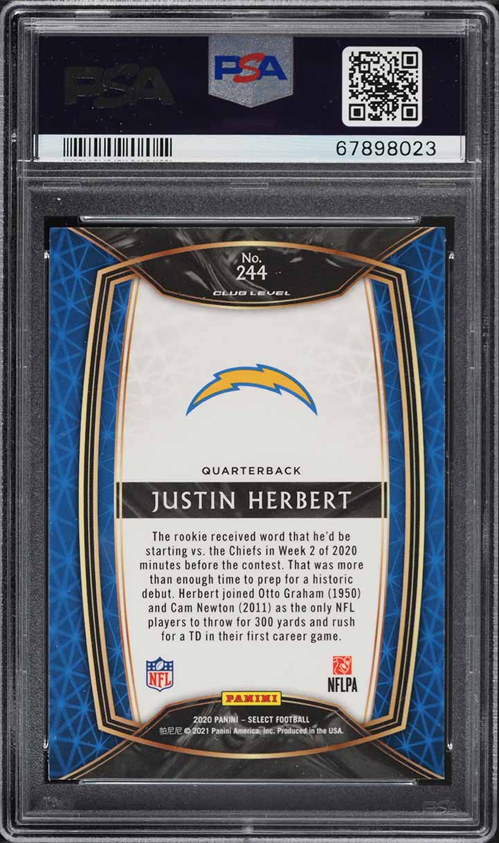 2020 Select Club Level Justin Herbert ROOKIE #244 PSA 9 MINT