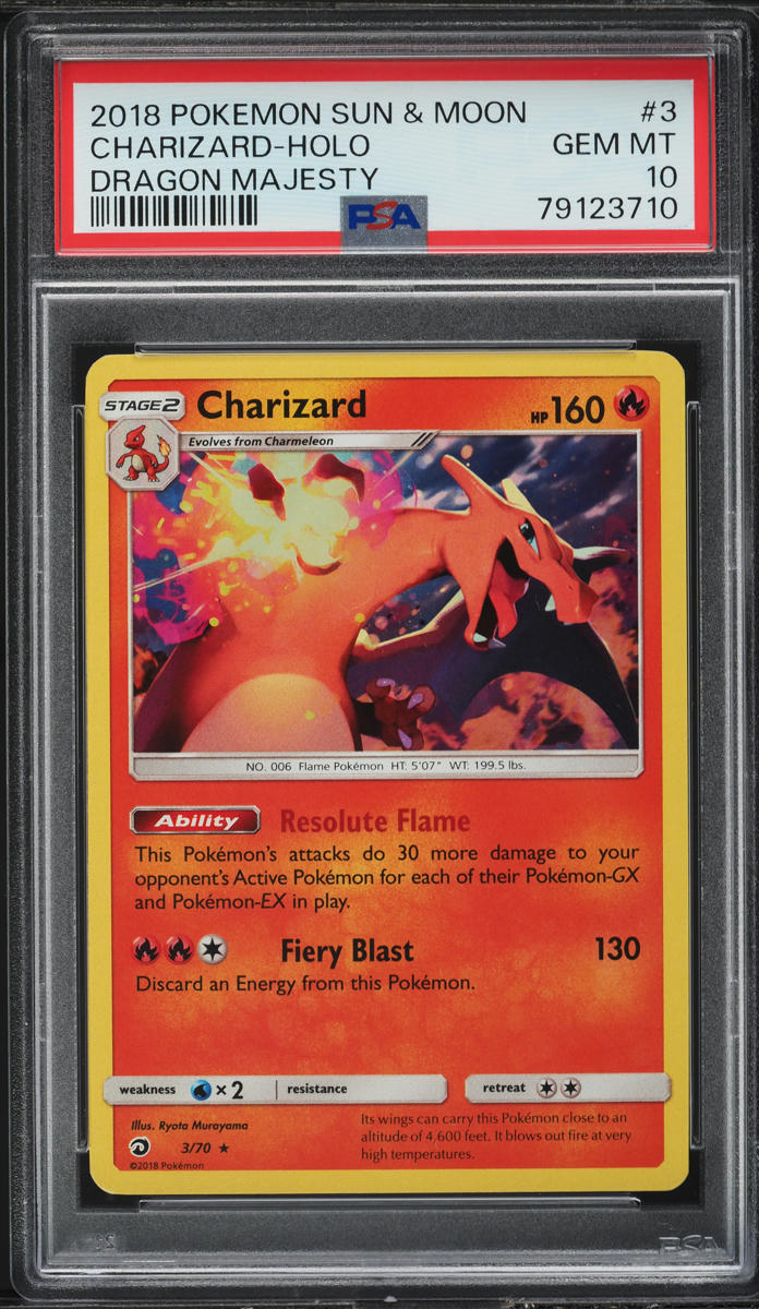 2018 Pokemon Sun & Moon Dragon Majesty Holo Charizard #3 PSA 10 GEM MINT