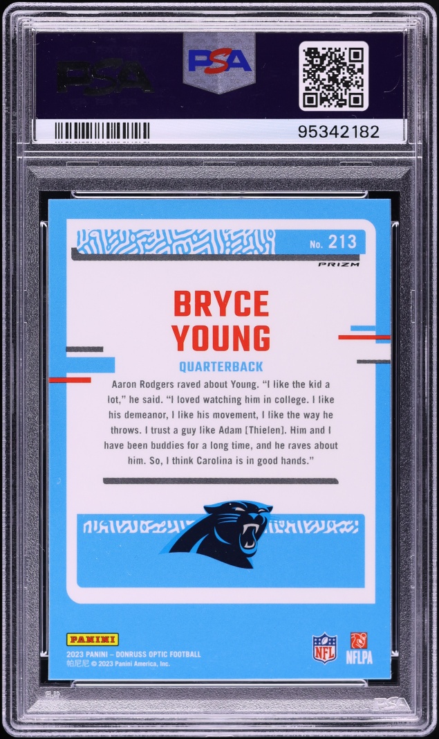 2023 Donruss Optic Blue Hyper Bryce Young ROOKIE #213 PSA 10 GEM MINT
