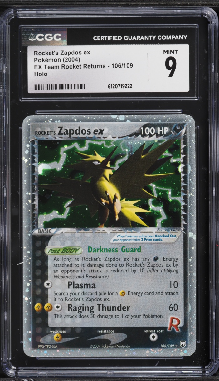2004 Pokemon EX Team Rocket Returns Holo Rocket's Zapdos ex #106 CGC 9 MINT