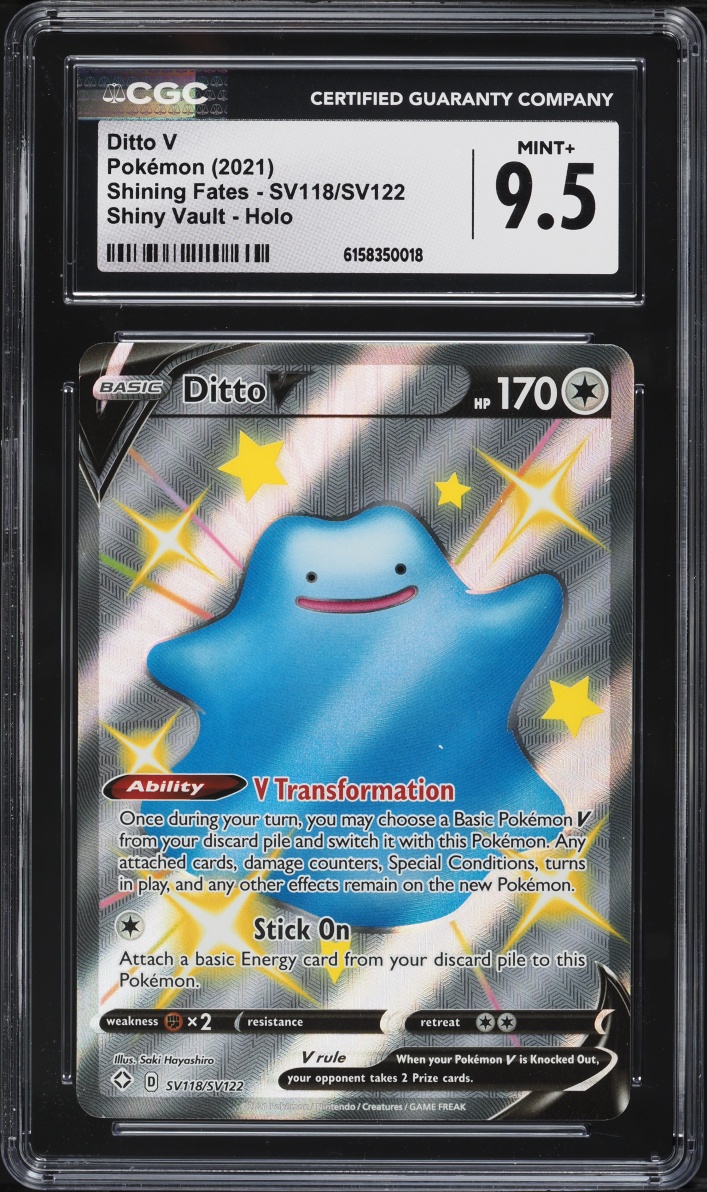 2021 Pokemon Sword & Shield Shining Fates Shiny Ditto V #SV118 CGC 9.5 MINT+
