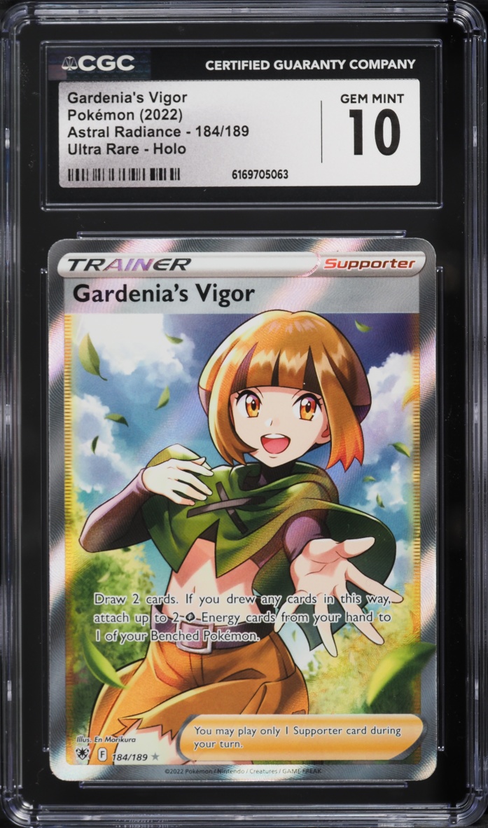 2022 Pokemon Sword & Shield Astral Radiance Full Art Gardenia's Vigor #184 CGC 10 GEM MINT