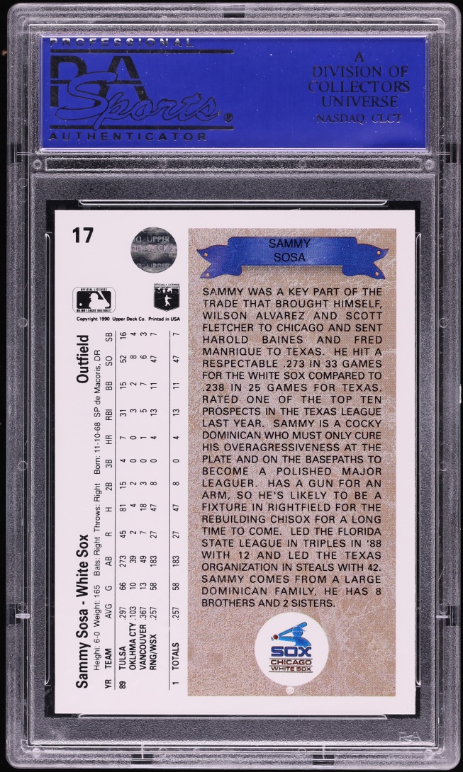 1990 Upper Deck Sammy Sosa ROOKIE #17 PSA 10 GEM MINT