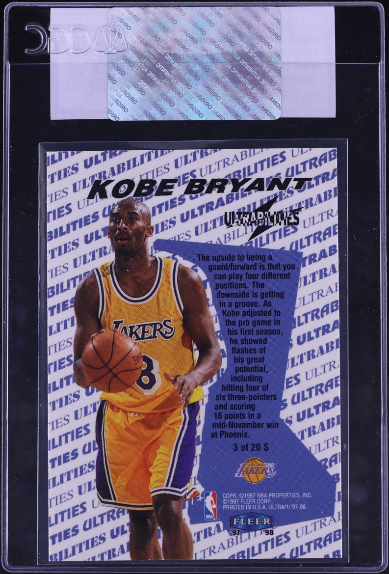 1997 Ultra Ultrabilities Starter Kobe Bryant #3S CGC AUTH