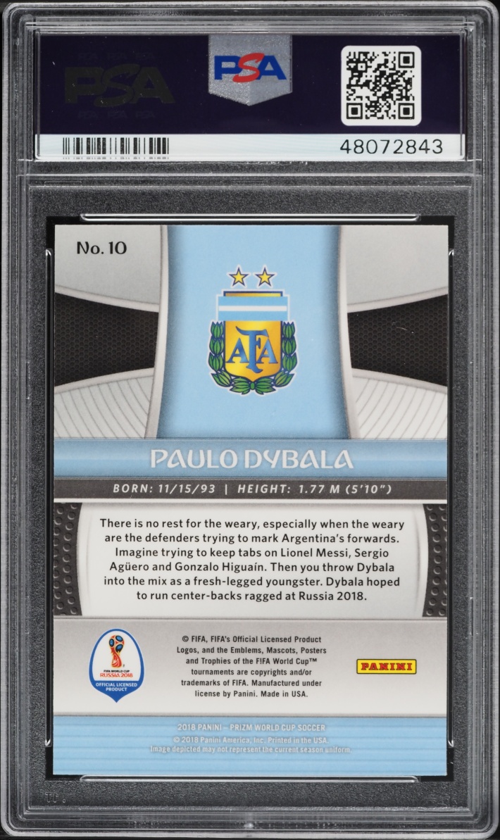 2018 Panini Prizm World Cup Paulo Dybala #10 PSA 9 MINT