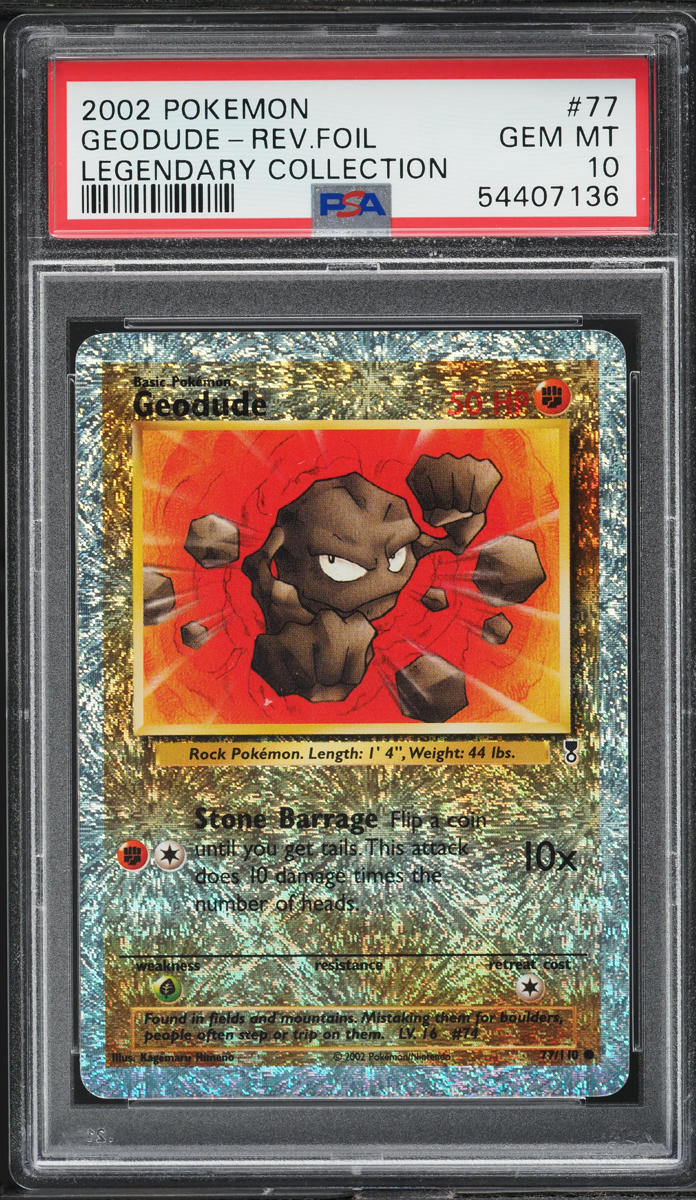 2002 Pokemon Legendary Collection Reverse Holo Geodude #77 PSA 10 GEM MINT