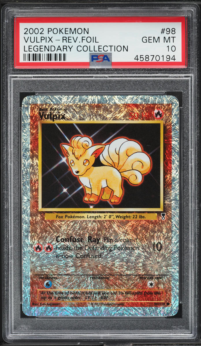 2002 Pokemon Legendary Collection Reverse Holo Vulpix #98 PSA 10 GEM MINT