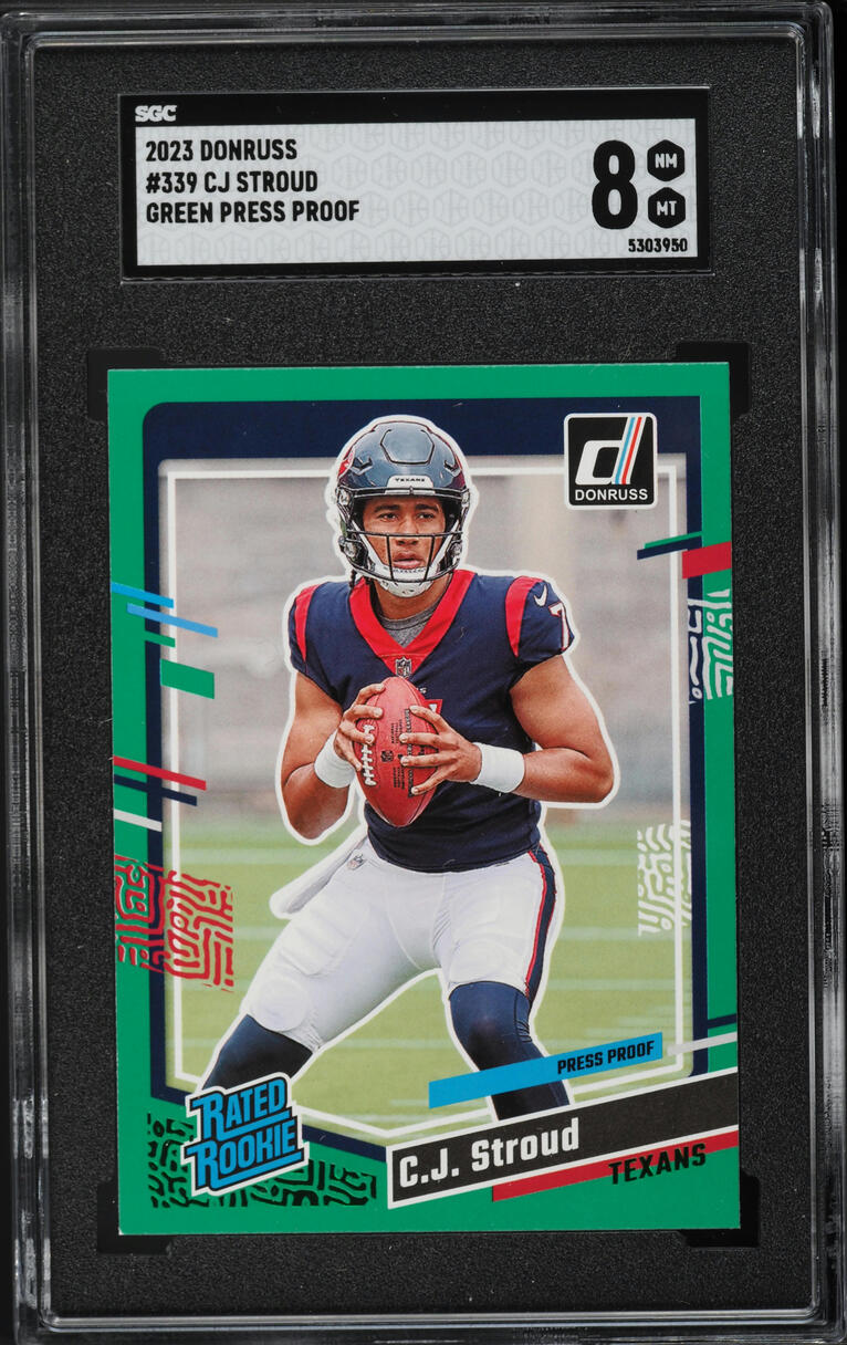 2023 Donruss Green Press Proof C.J. Stroud ROOKIE #339 SGC 8 NM-MT