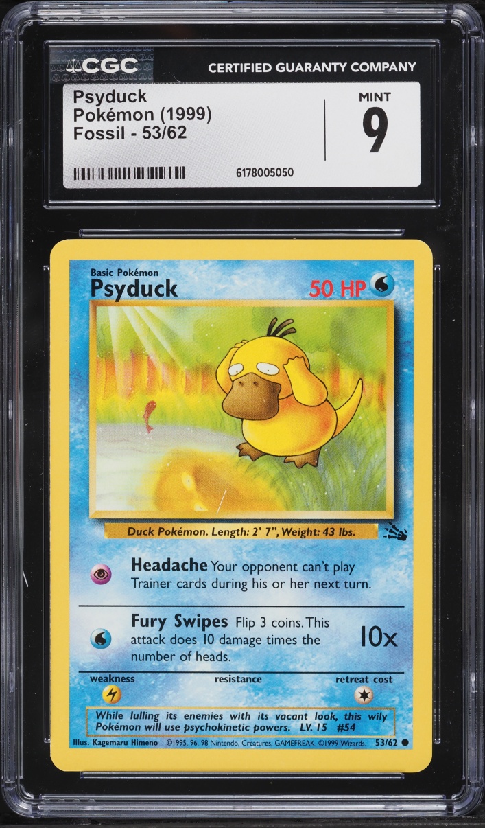 1999 Pokemon Fossil Psyduck #53 CGC 9 MINT