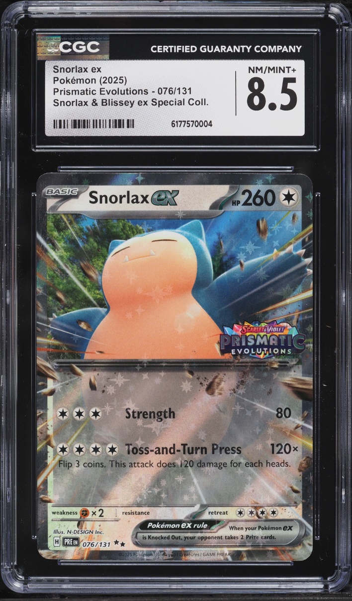 2025 Pokemon Scarlet & Violet Prismatic Evolutions Holo Snorlax ex #76 CGC 8.5 NM-MT+