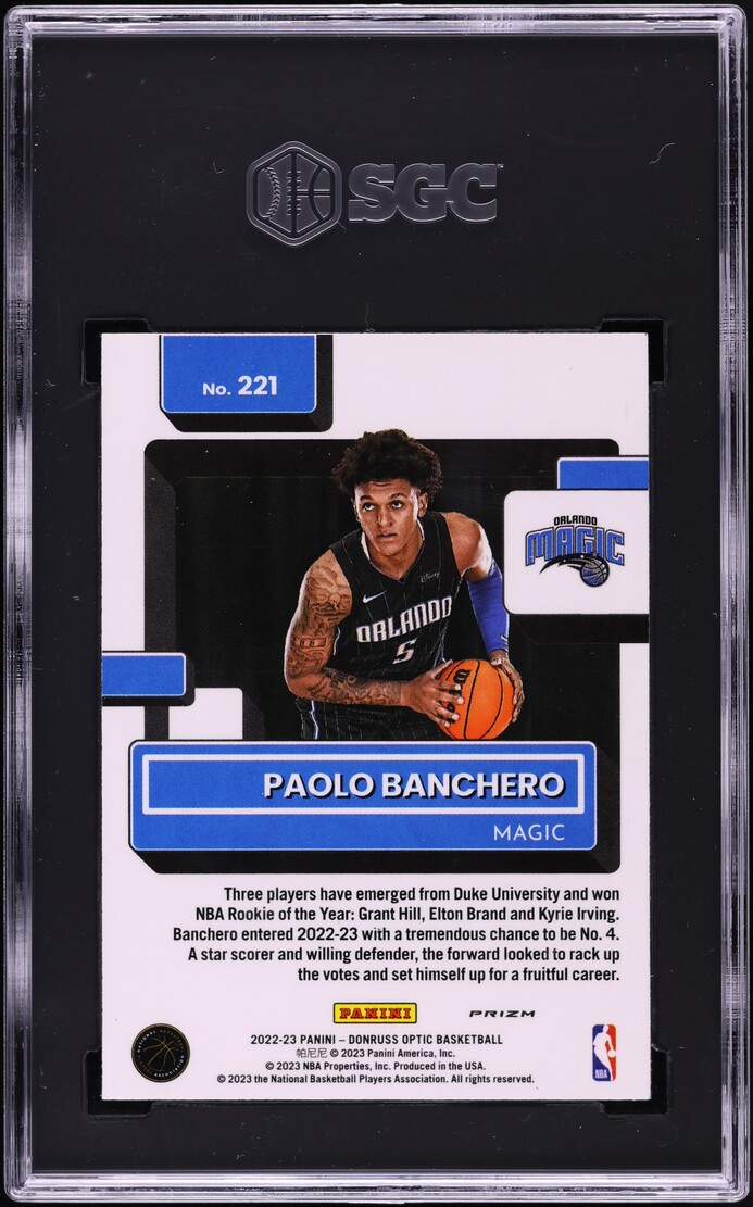 2022 Donruss Optic Holo Prizm Paolo Banchero ROOKIE #221 SGC 8 NM-MT