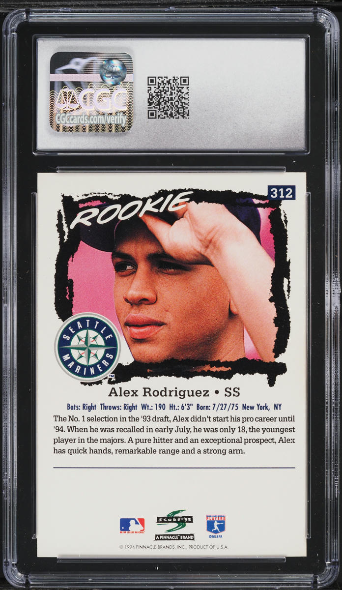 1995 Score Alex Rodriguez ROOKIE #312 CGC 9 MINT