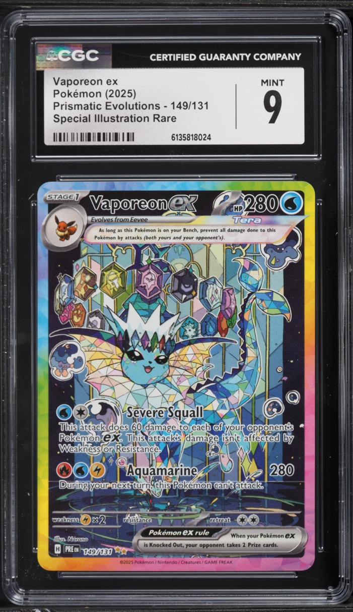 2025 Pokemon Scarlet & Violet Prismatic Evolutions SIR Vaporeon ex #149 CGC 9 MINT
