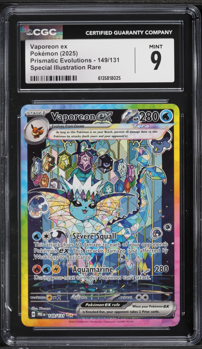 2025 Pokemon Scarlet & Violet Prismatic Evolutions SIR Vaporeon ex #149 CGC 9 MINT