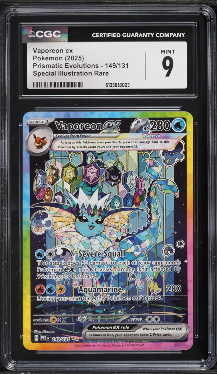 2025 Pokemon Scarlet & Violet Prismatic Evolutions SIR Vaporeon ex #149 CGC 9 MINT