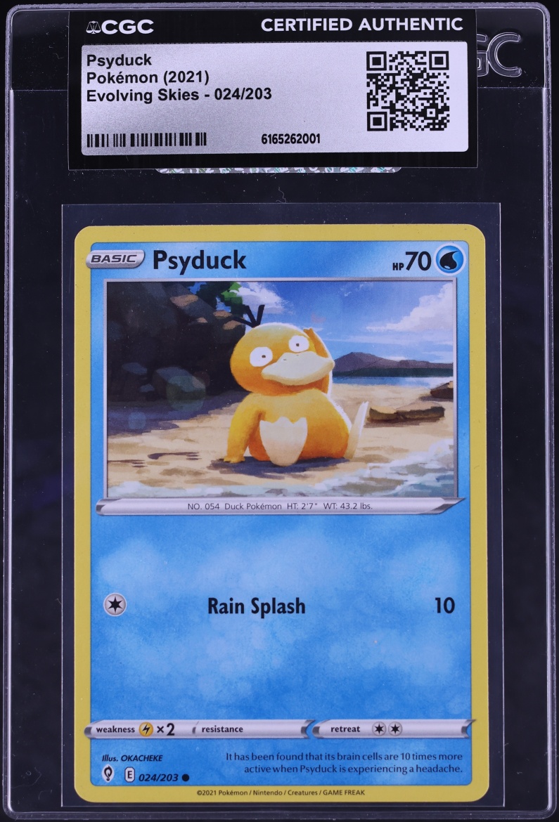2021 Pokemon Sword & Shield Evolving Skies Psyduck #24 CGC AUTH
