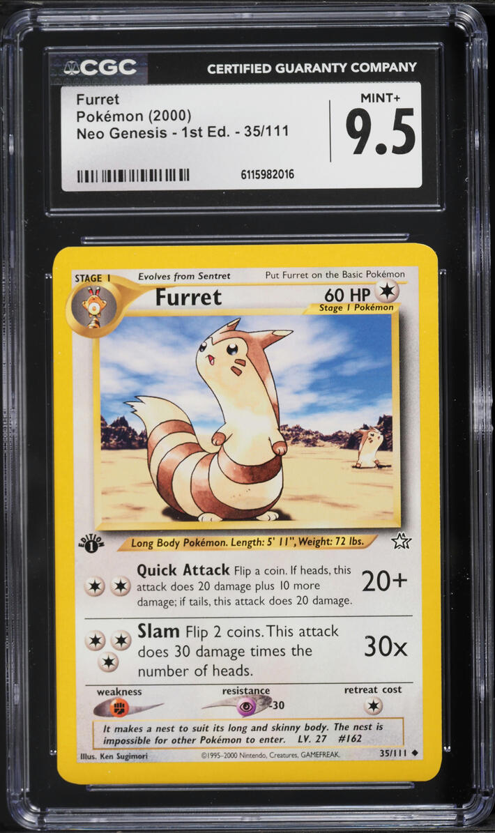 2000 Pokemon Neo Genesis 1st Edition Furret #35 CGC 9.5 MINT+