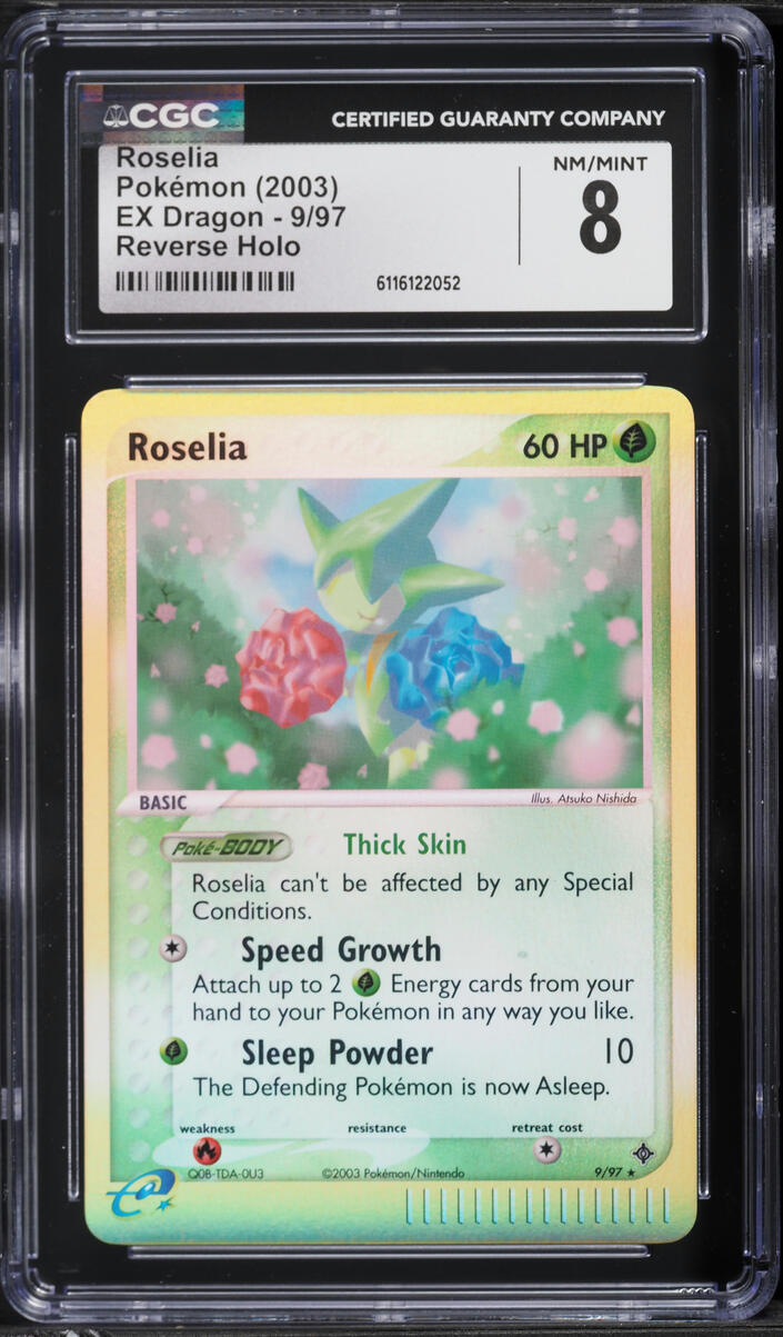 2003 Pokemon EX Dragon Reverse Holo Roselia #9 CGC 8 NM-MT