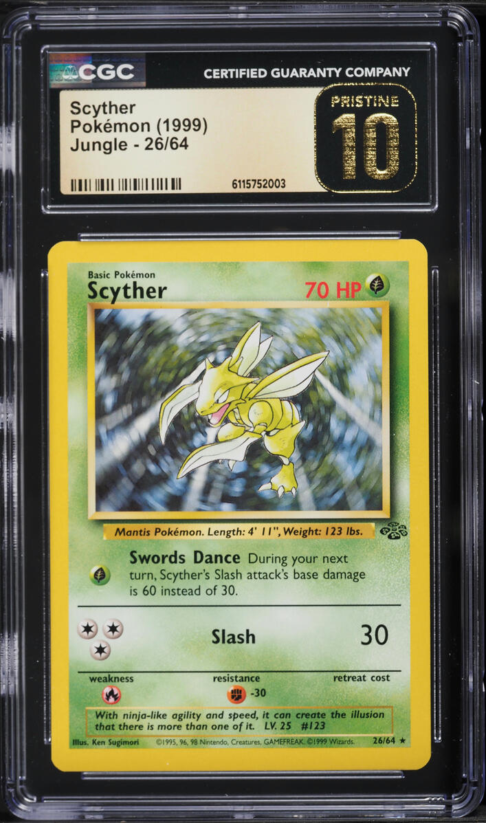1999 Pokemon Jungle Scyther #26 CGC 10 PRISTINE