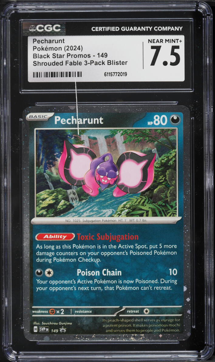 2024 Pokemon Scarlet & Violet Promo Shrouded Fable Cosmos Holo Pecharunt #149 CGC 7.5 NRMT+