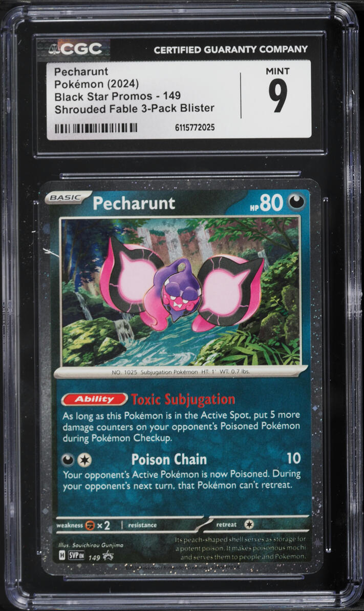 2024 Pokemon Scarlet & Violet Black Star Promo Shrouded Fable Pecharunt #149 CGC 9 MINT