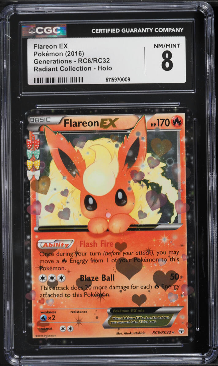 2016 Pokemon XY Generations Radiant Collection Holo Flareon EX #RC6 CGC 8 NM-MT
