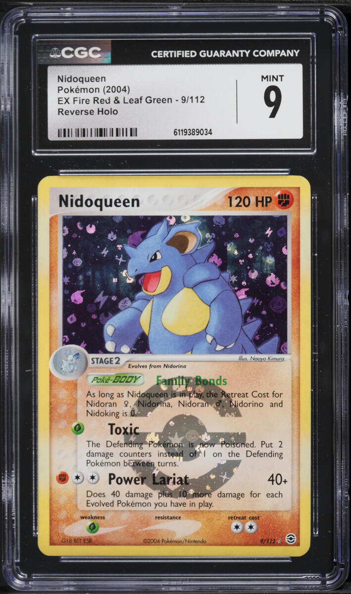 2004 Pokemon EX Fire Red & Leaf Green Reverse Holo Nidoqueen #9 CGC 9 MINT