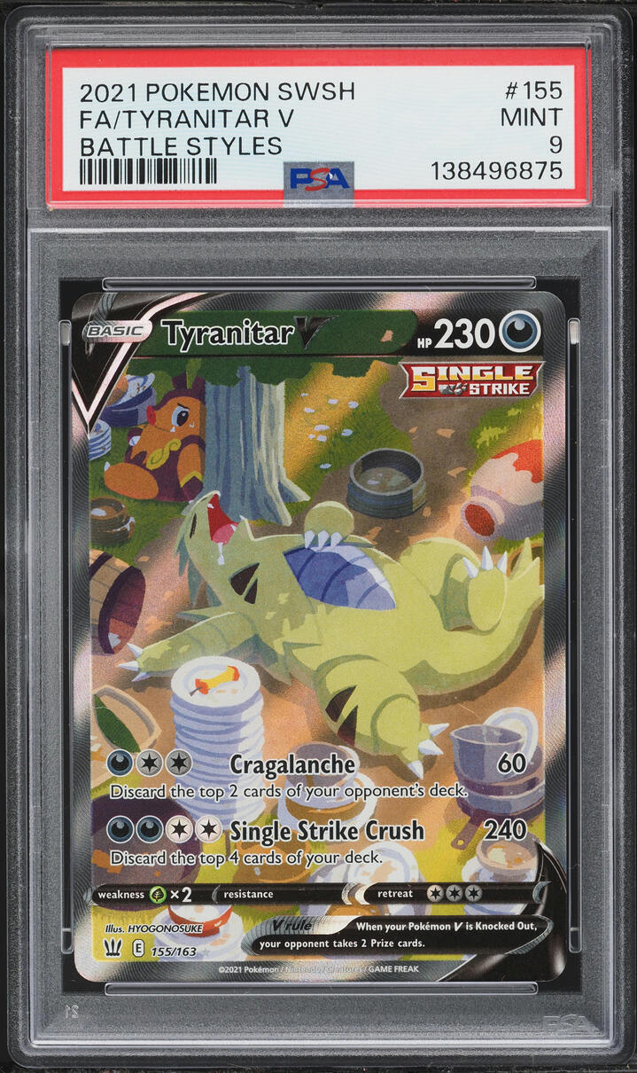 2021 Pokemon Sword & Shield Battle Styles Alt Art Tyranitar V #155 PSA 9 MINT