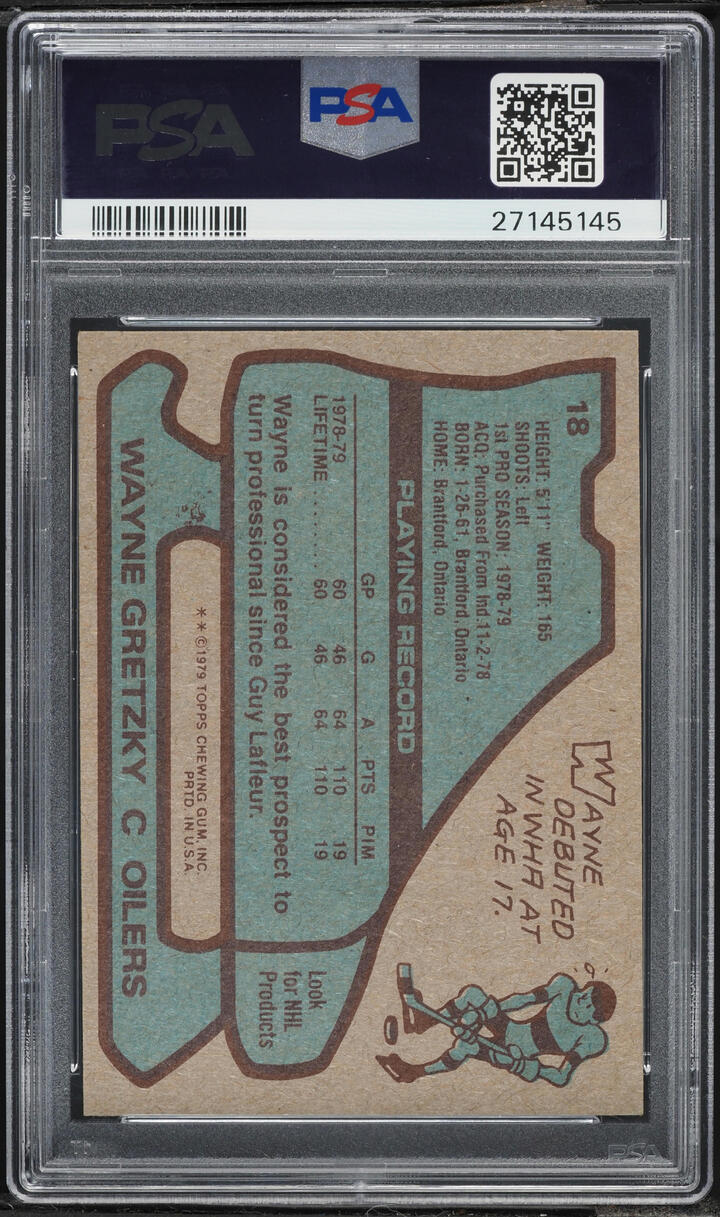 1979 Topps Hockey Wayne Gretzky ROOKIE #18 PSA 6.5 EXMT+