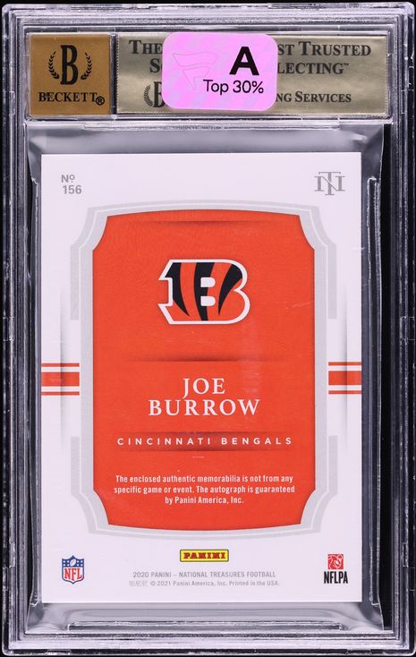 2020 National Treasures Midnight Joe Burrow ROOKIE PATCH AUTO /20 #156 BGS 9.5 GEM MINT