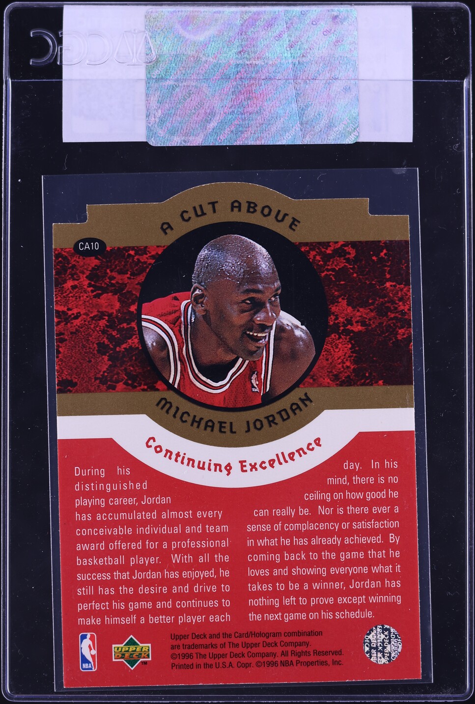 1996 Collector's Choice A Cut Above Michael Jordan #CA10 CGC AUTH
