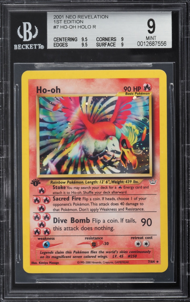 2001 Pokemon Neo Revelation 1st Edition Holo Ho-Oh #7 BGS 9 MINT
