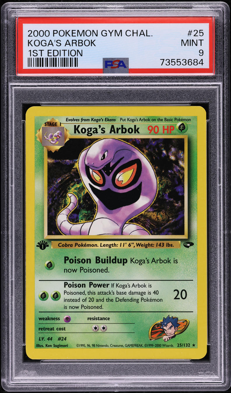2000 Pokemon Gym Challenge 1st Edition Koga's Arbok #25 PSA 9 MINT