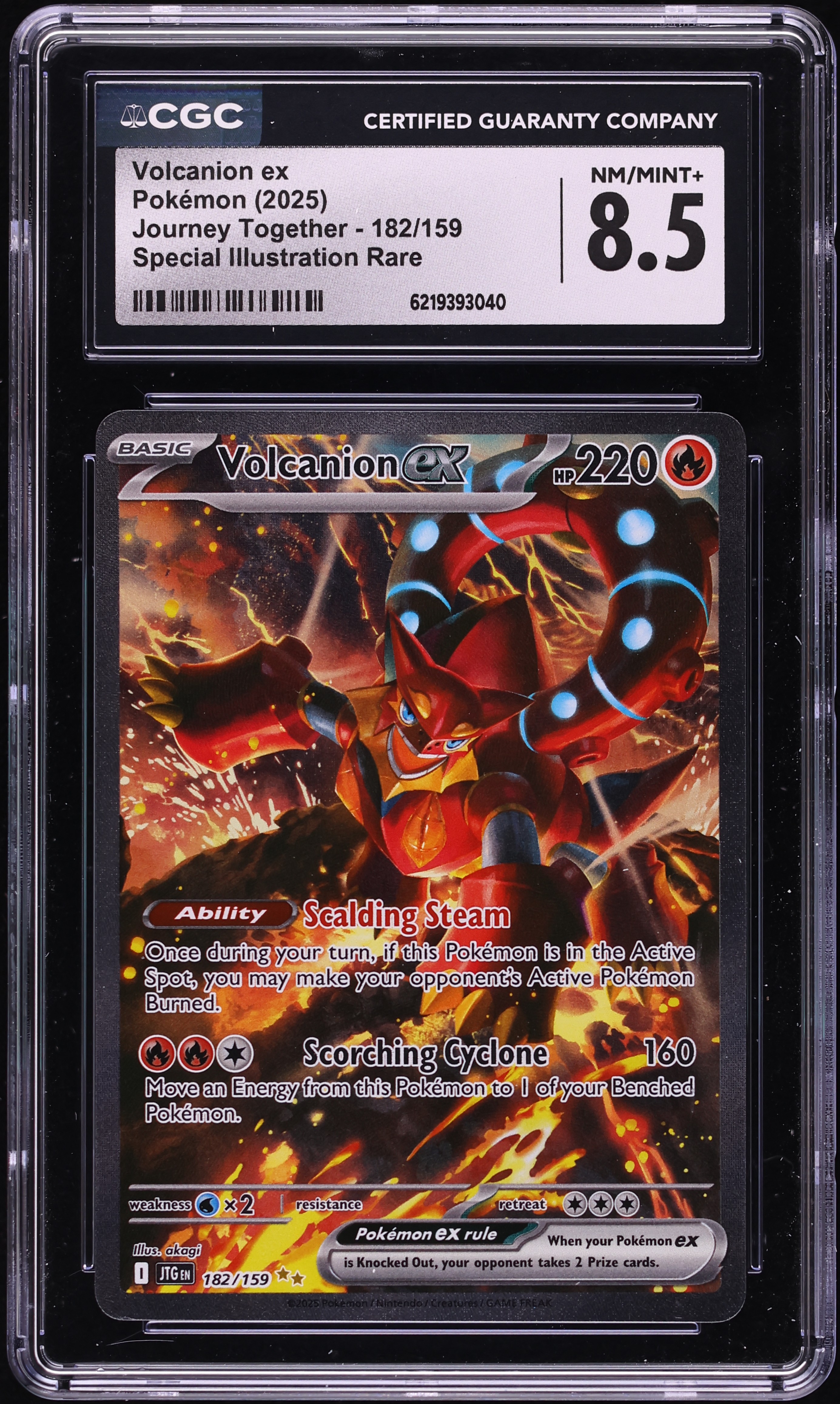 2025 Pokemon Scarlet & Violet Journey Together SIR Volcanion Ex #182 CGC 8.5 NM-MT+