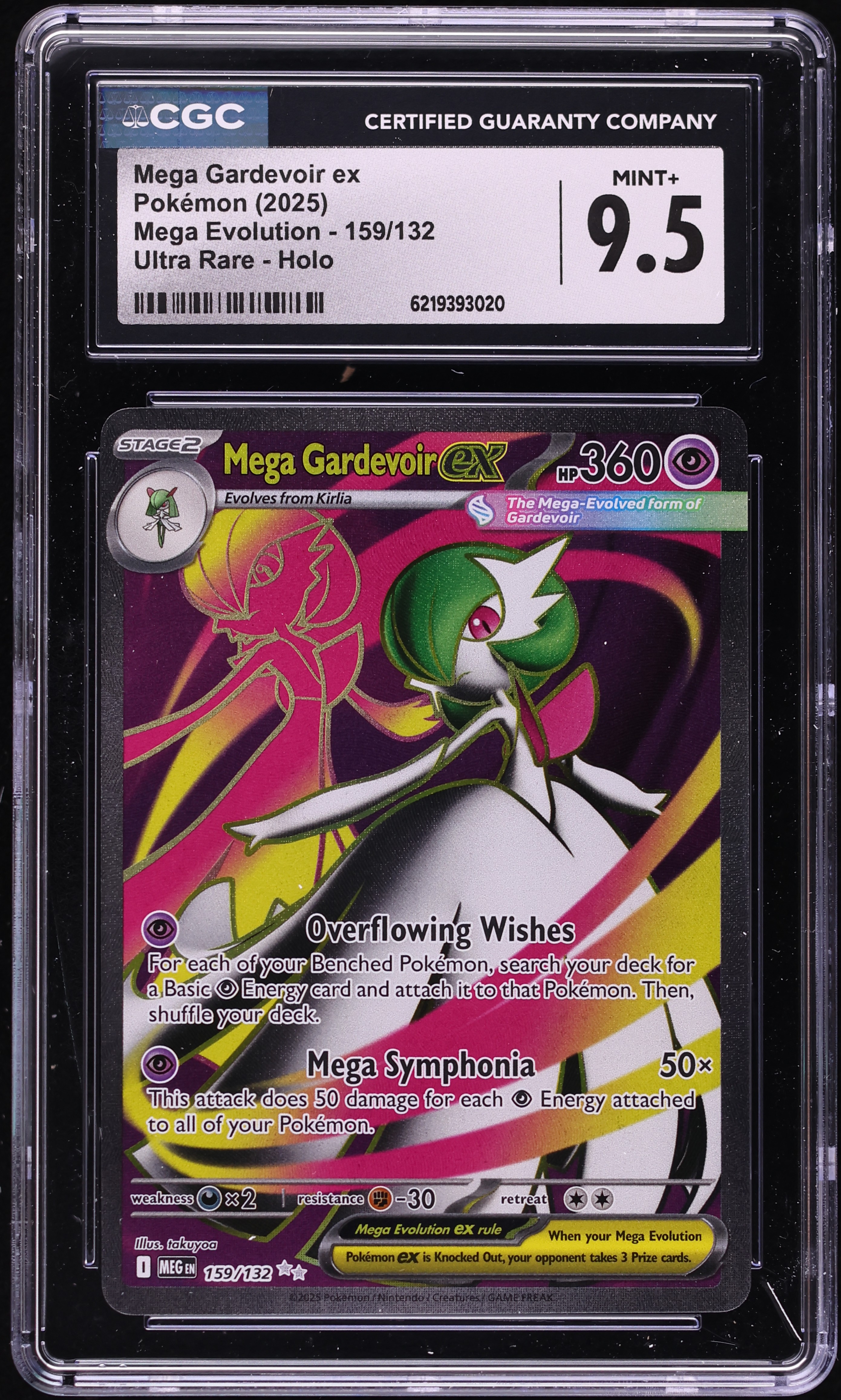 2025 Pokemon Mega Evolution Full Art Mega Gardevoir Ex #159 CGC 9.5 MINT+