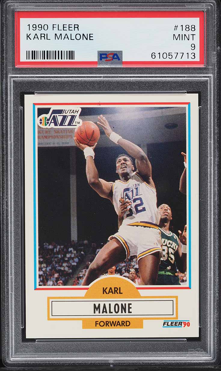 1990 Fleer Basketball Karl Malone #188 PSA 9 MINT