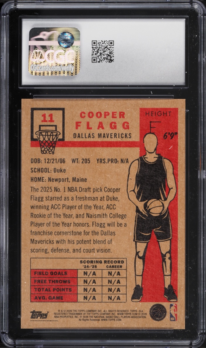 2025 Topps Living Set Cooper Flagg ROOKIE #11 CGC 10 GEM MINT
