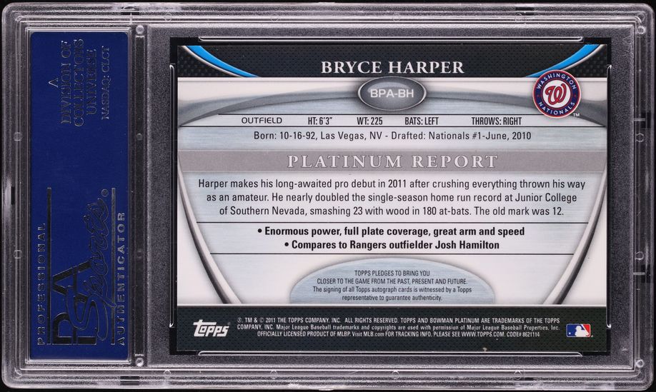 2011 Bowman Platinum Gold Refractor Bryce Harper PROSPECT AUTO /50 PSA 10 GEM