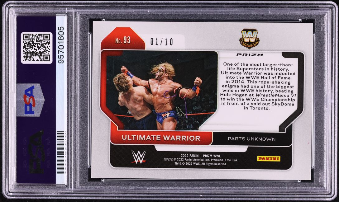 2022 Panini Prizm WWE Gold Ultimate Warrior 1/10 #93 PSA 10 GEM MINT