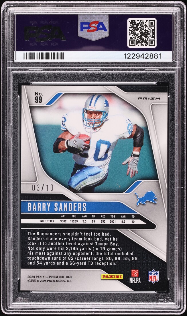 2024 Panini Prizm Gold Choice Barry Sanders /10 #99 PSA 9 MINT