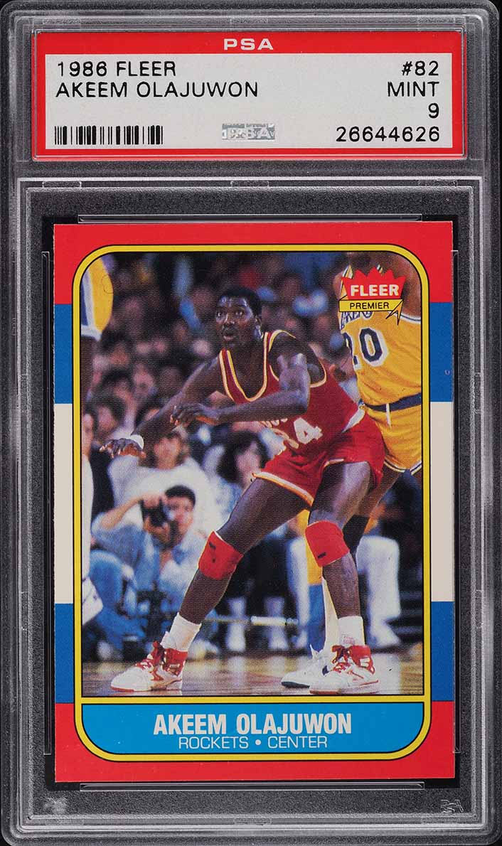 1986 Fleer Basketball Hakeem Olajuwon ROOKIE #82 PSA 9 MINT