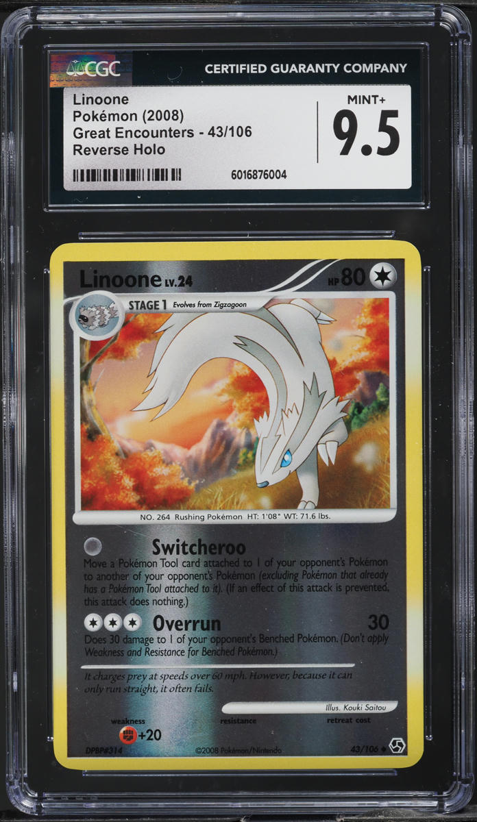 2008 Pokemon Diamond & Pearl Great Encounters Reverse Holo Linoone #43 CGC 9.5