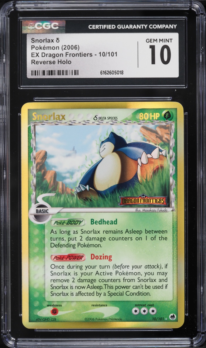 2006 Pokemon EX Dragon Frontiers Reverse Holo Snorlax #10 CGC 10 GEM MINT