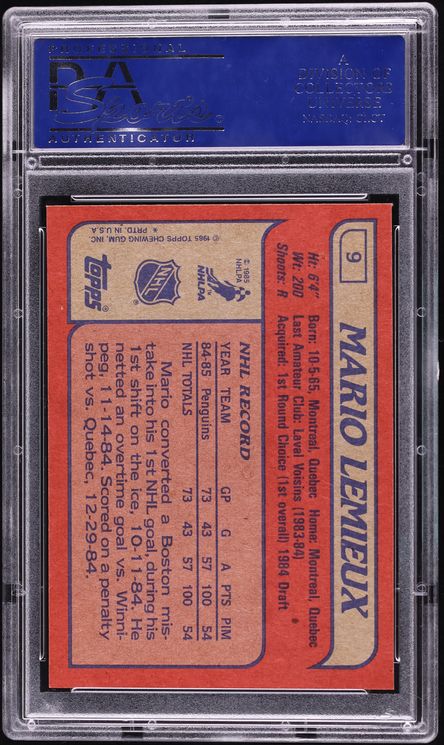 1985 Topps Hockey Mario Lemieux ROOKIE #9 PSA 10 GEM MINT